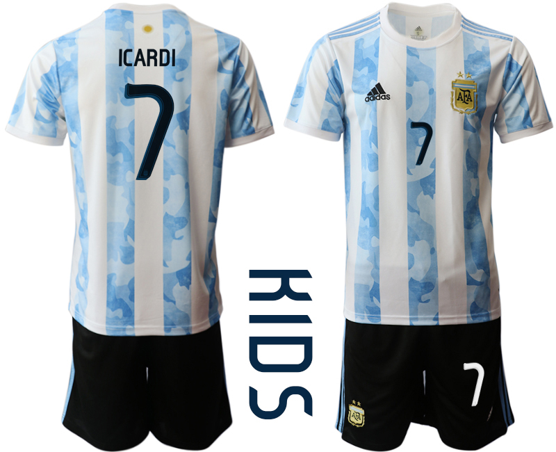 Youth 2020-2021 Season National team Argentina home white #7 Soccer Jersey->argentina jersey->Soccer Country Jersey